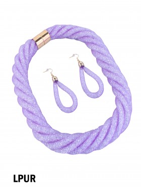 SPARKLE TUBE TWIST NECKLACE AND EARRING SET